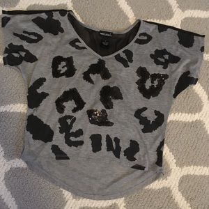 Wet Seal Leopard Print Crop Top Black& Grey